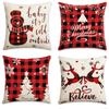 4Pcs Christmas Pillow Cover,Sofa Decorative Pillowcase,Snowman Christmas Tree Decorative Cushion Cover(Without Pillow Core)