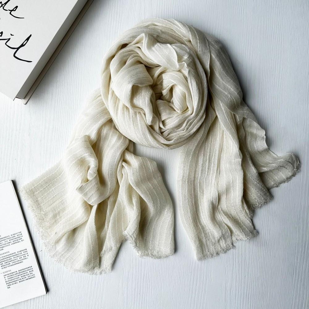 Soft Viscose Scarf Vertical Striped Shawl Wrap Modern Neck Wrap Japanese Style