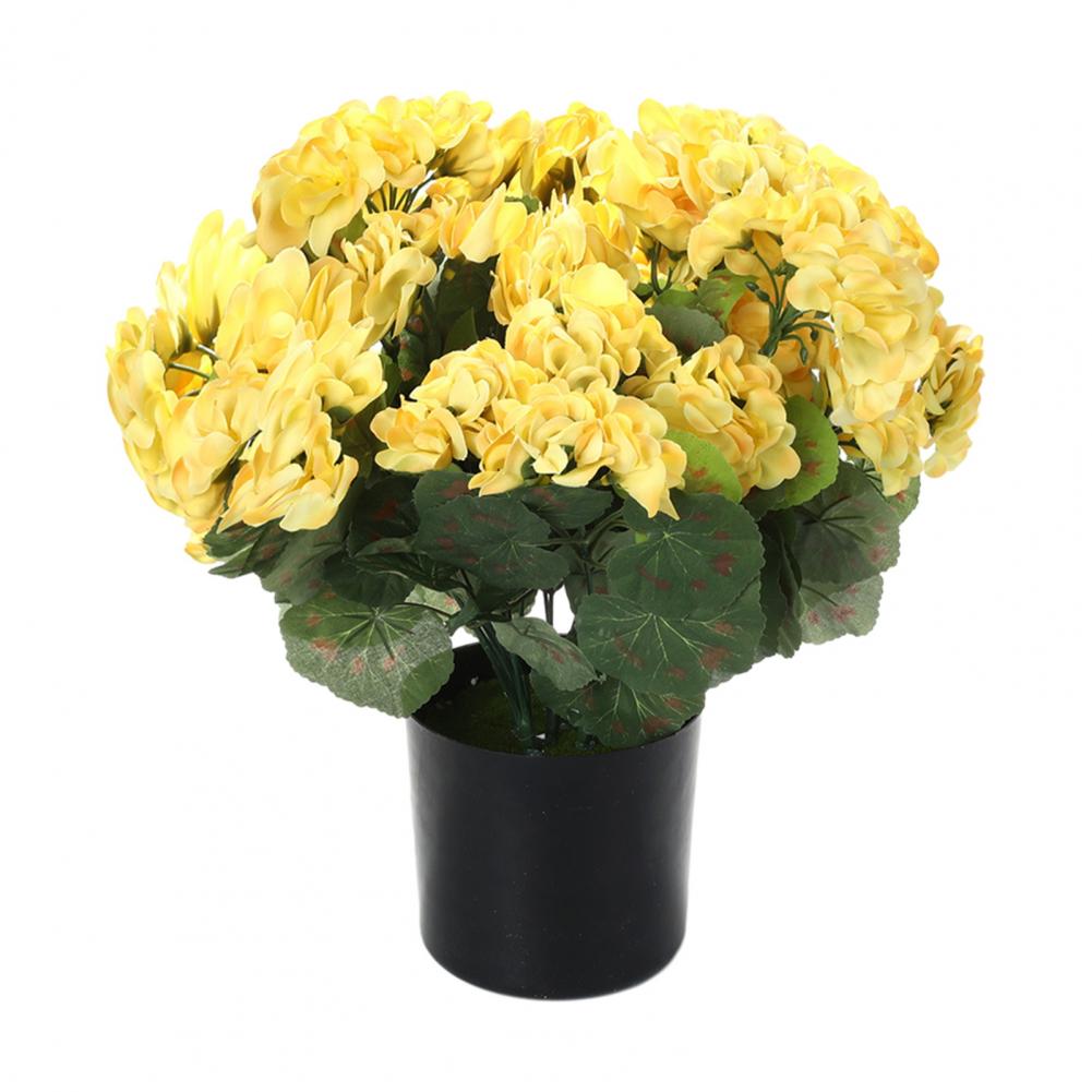 Artificial Geranium Flowers For Outdoors 13" Potted Fake Geraniums Bush UV Resistant Faux Silk Flower For Front Porch Decor
