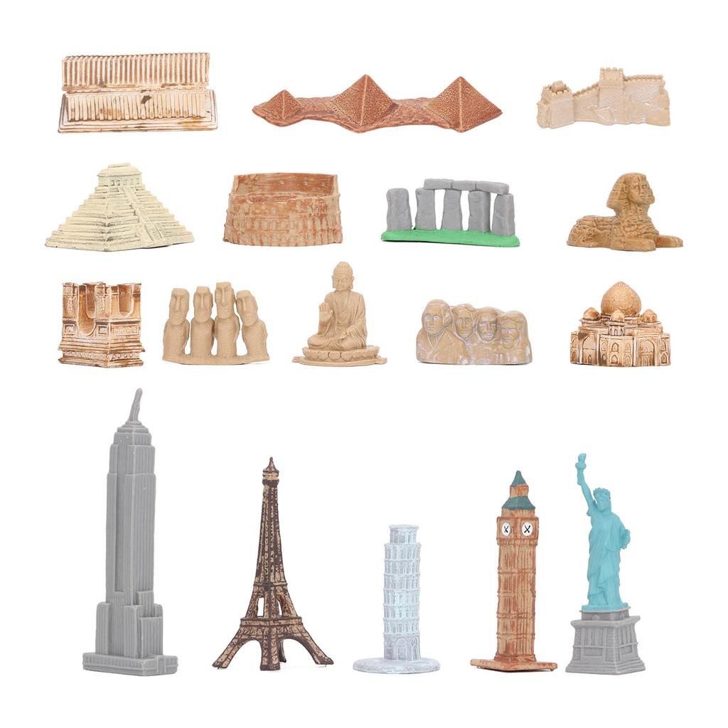 17Pcs Miniature Ancient Buildings Set Plastic Around The World City Miniatures Buildings Egyptian Pyramid Model Kit Decoration