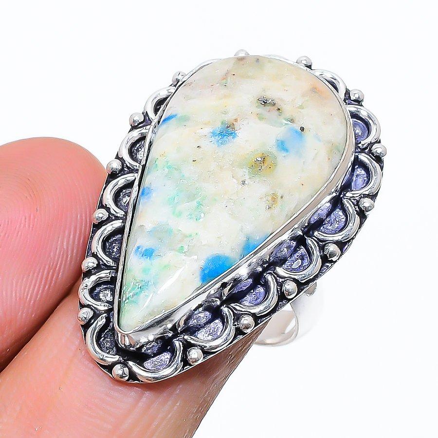 Dalmation Jasper Gemstone Handmade 925 Sterling Silver Jewelry Ring Size 8 SU-10932
