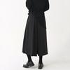 Pantaloni da donna stile scuro nero tinta unita plissettati finti due pezzi irregolari high street larghi gamba larga casual individuali lunghezza a metà polpaccio pantaloni culottes