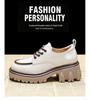 Women's Chunky Heel Oxford Loafers - British Style, Colorblock, Height-Increasing Platform for Winter Fashion