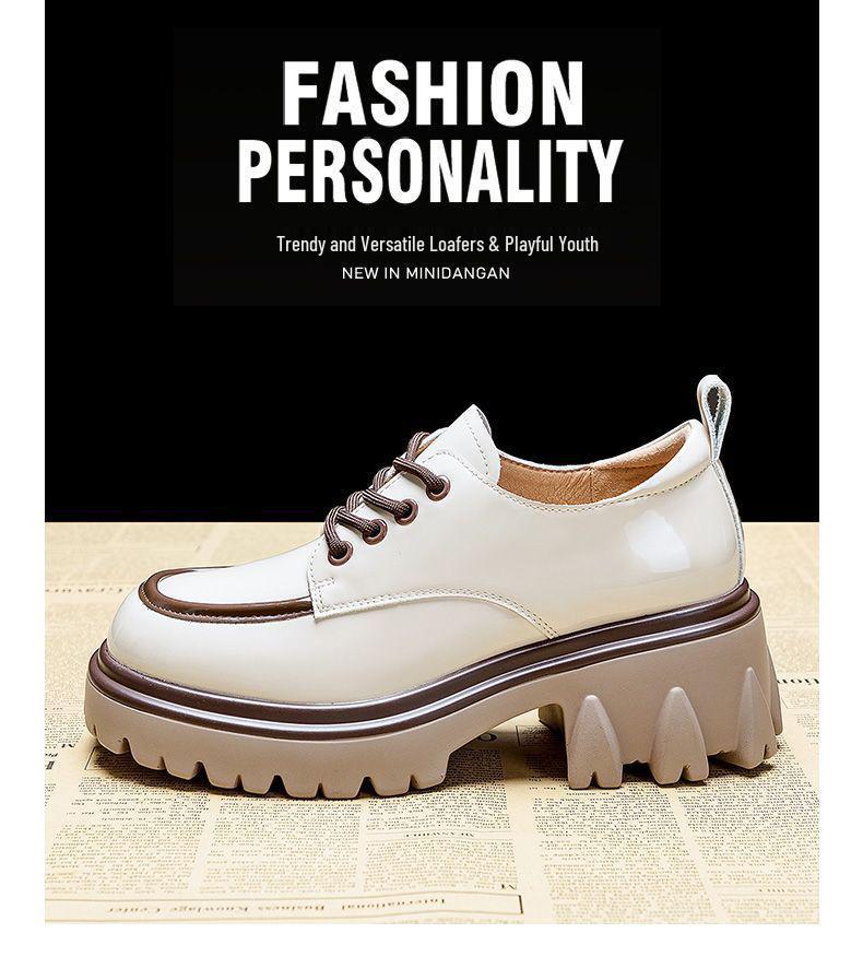 Women's Chunky Heel Oxford Loafers - British Style, Colorblock, Height-Increasing Platform for Winter Fashion