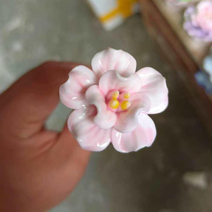 Handmade Ceramic Bouquet: Purple-Gold Lotus, Lily, Gardenia, Rose