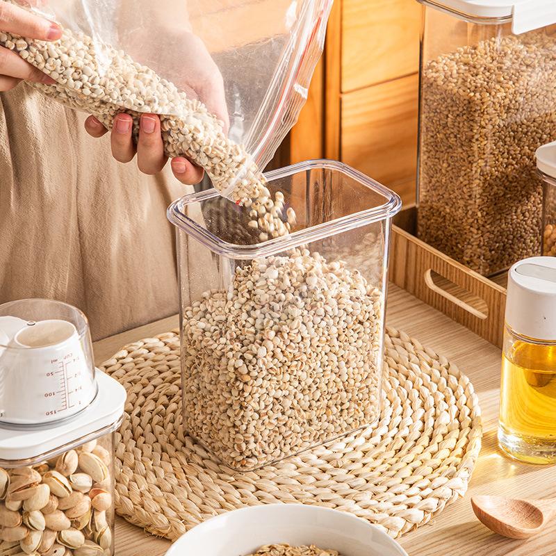 Sealed Transparent Food Storage Box Tank Rice Bucket Container Kitchen Dry Goods Organizer Grains Dispenser Jar for Bulk Cereals
