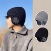 Unisex Winter Knit Hat with Detachable Ear Flaps Windproof Warm Snowflake Pattern Beanie