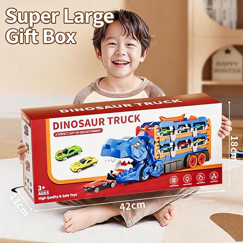 Edukacyjna ciężarówka do przechowywania dinozaurów: 24 Auta ze Stopu z Torami Wyrzutowymi – Uczą Organizacji i Rozwijają Motorykę Małą