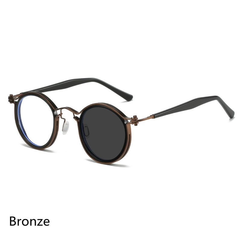 

Brand Design Stainless Steel Photochromic Anti Blue Light Reading Glasses For Men And Women Retro Round Optical Eyewear Frame 0