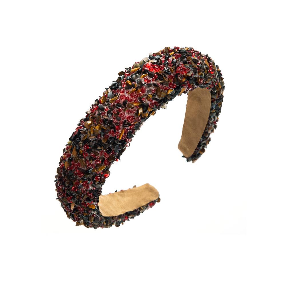 Nieuwe Stijl Overdreven Meerkleurige Kristal Snoep Spons Brede Rand Haarband Haaraccessoire Hoofddeksel
