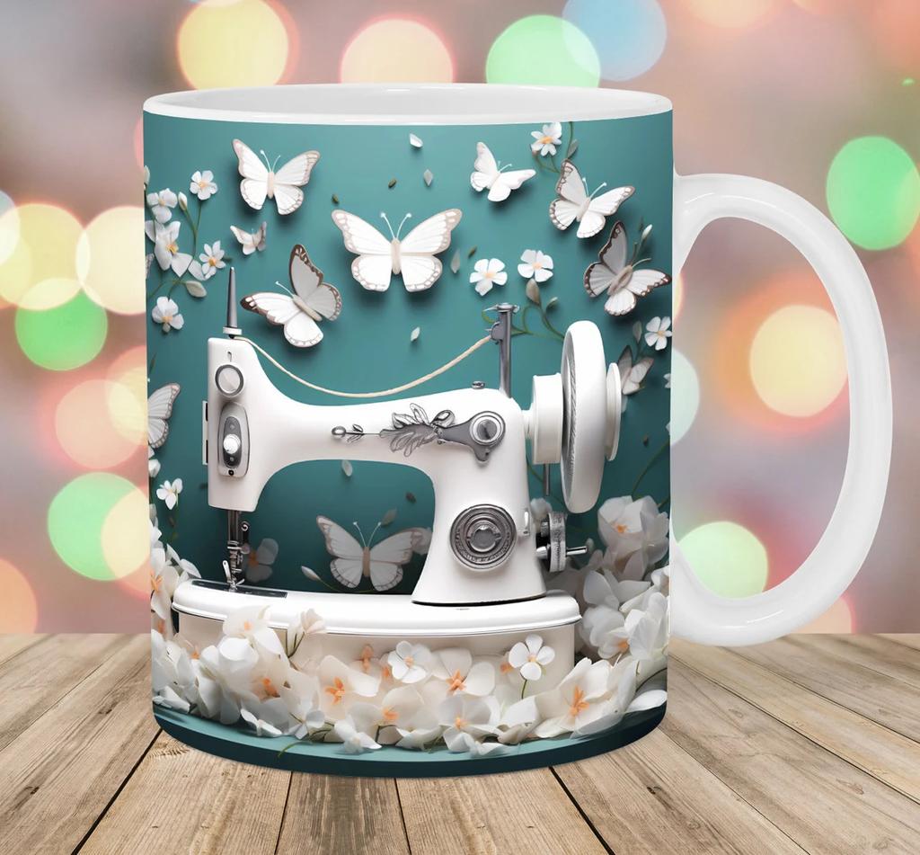 Sewing Machine 3D Flat Sewing Machine Ceramic Coffee Mug Tea Cup Europe, America Germany France