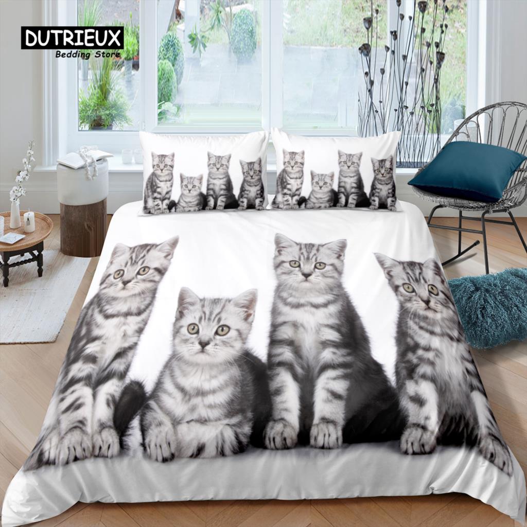 Home Living Luxury 3D Heart Cat Bedding Set Duvet Cover Set Pillowcase Kids Bedding Set Queen And King Eu/Us/Au/Uk Size