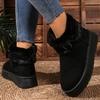 Fashion Buckle Faux Fur Winter Ankle Boots Women Cotton Padded Thicken Plush Snow Boots Comfort Thick Sole Non Slip Platform Casual Shoe