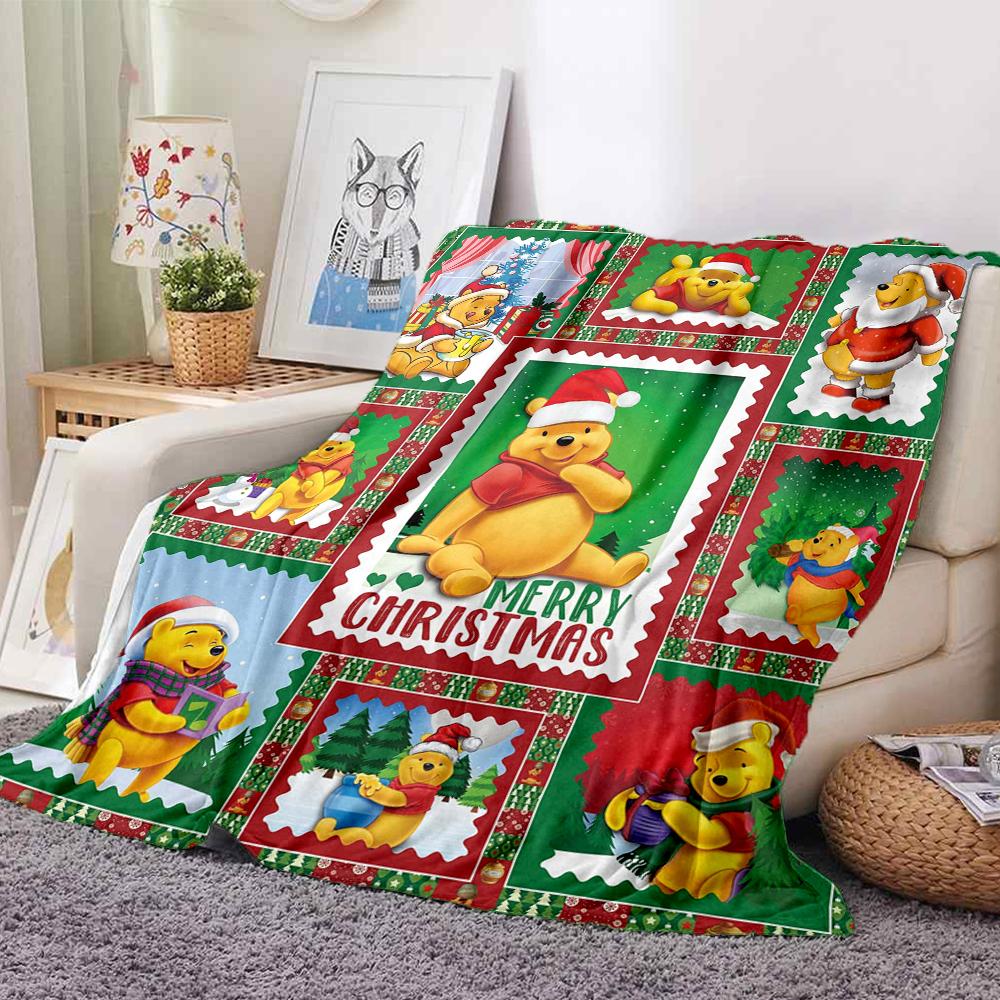 1Pc Christmas Winnie Pooh Blanket Soft And Comfortable Casual Warm Camping Travel Christmas Halloween Xmas Gift M924570