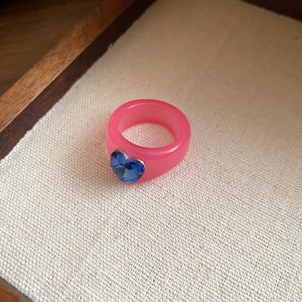 Bonbonfarbener Geometrischer Ring Koreanischer Stil Großer Schlichter Kuppelring Harz Strassring Schmuck Geschenke