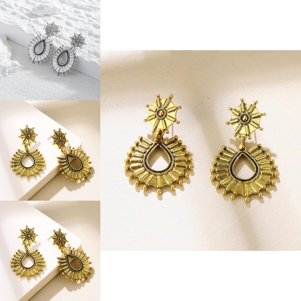 Trendy European American Style Simple Versatile Fan Shaped Drop Earrings