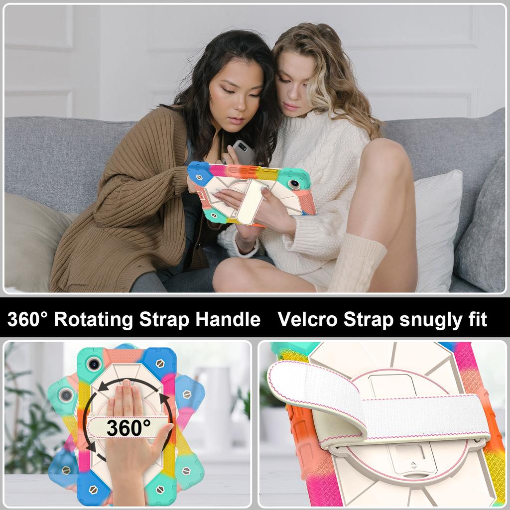 Rotatable Heavy Duty Case for Lenovo Tab One (K9) 2025 8.7 Inch TB305FU Rugged Stand Cover with Shoulder Strap 3-Layers Protect