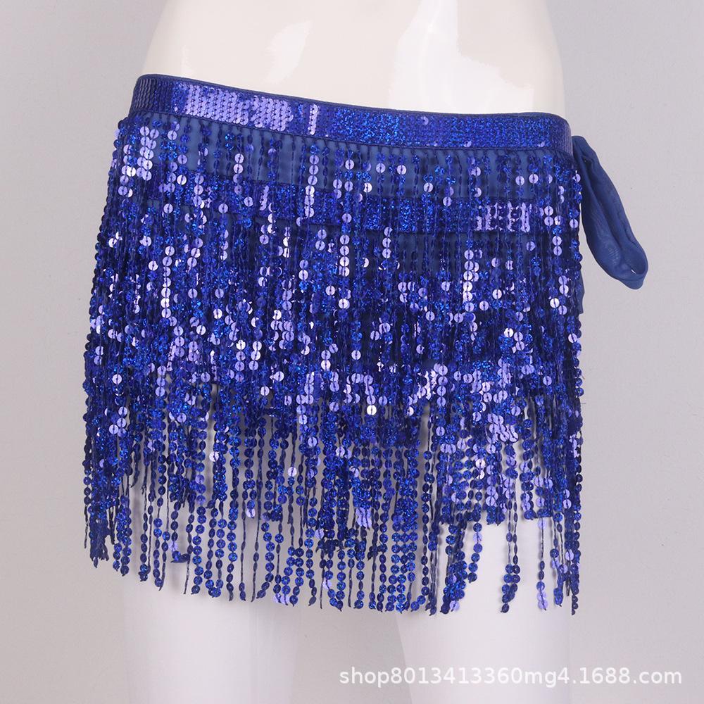 Halloween Belly Dance Hip Scarf Performance Sequin Tassel Waist Chain Bohemia Waist Scarf Sexy One Piece Skirt