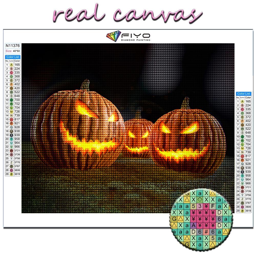 5D DIY Diamond Painting Cross Stitch Halloween Scary Pumpkin Landscape Diamond Embroidery Mosaic Wall Art Home Decoration