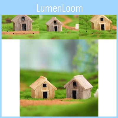 Charming Resin Moss Micro Landscape Decor Yellow And Gray Wooden House Diy Ornament