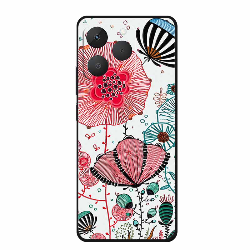 3D Emboss Case For Realme Note 70T Phone Case 70 T Coque Flowers Silicone Soft Back Cover For Realme Note 70 Narzo 80 lite Case