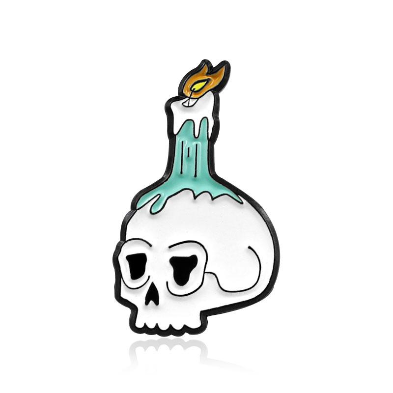 Trendy Skull  Candle Enamel Brooch: Fashionable, Creative Clothing Accessory