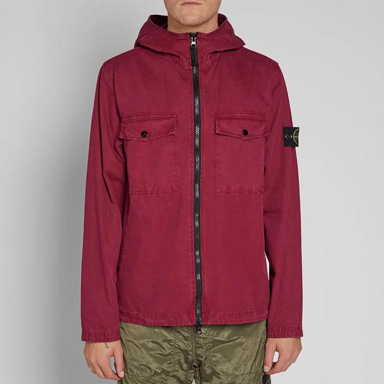 Stone Island Casual Hooded Work Jacket Men Jacket Burgundy 6915111WN-V0114