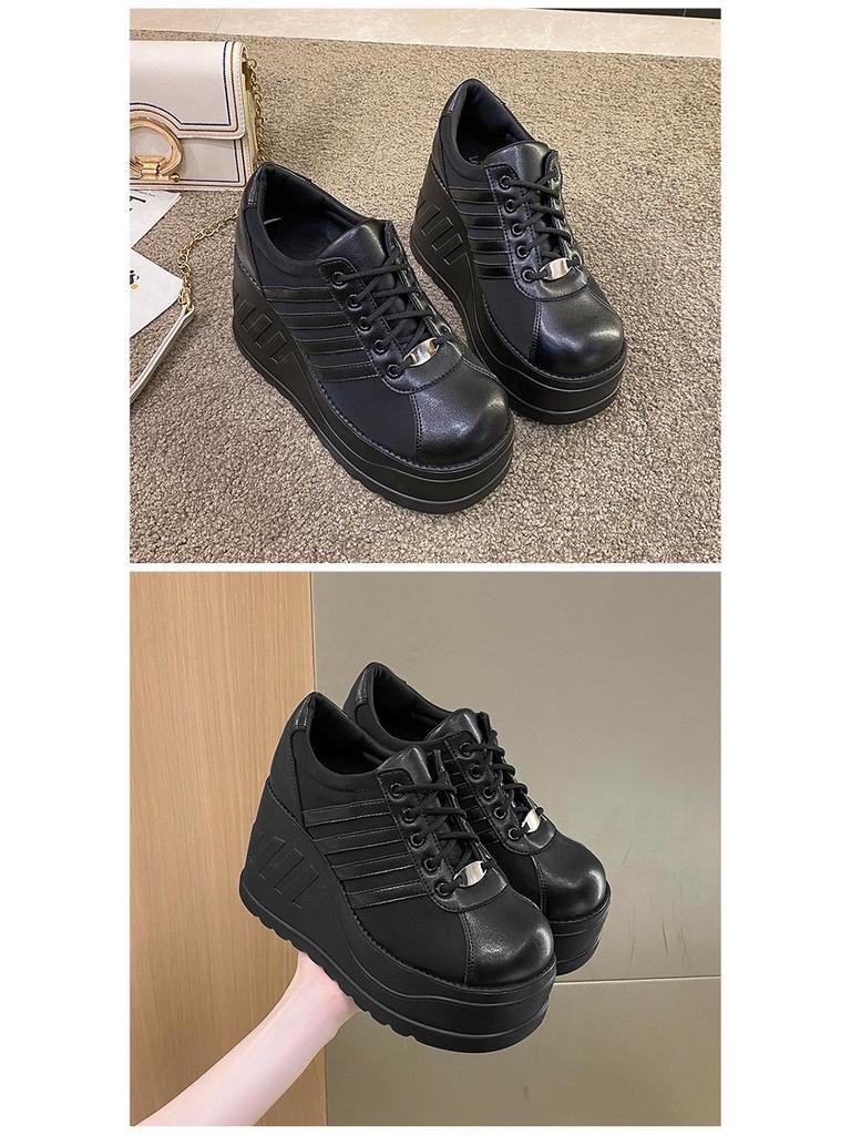 Autumn Women's Plus Size Sneakers: Thick Sole, Korean Style, Height-Boosting Casual Shoes