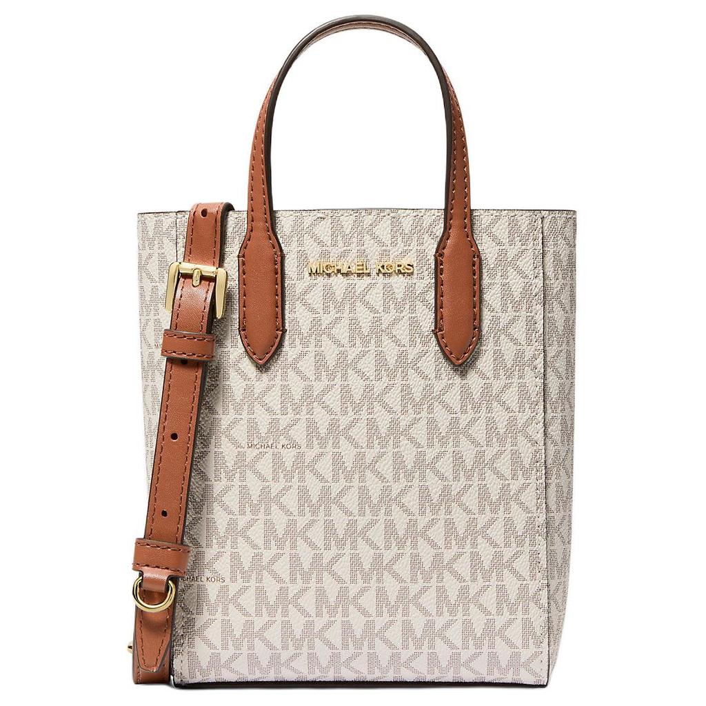Michael Kors Vincent Logo Print Magnetic Closure Coated Canvas Shoulder Crossbody Mini Bag Women Handbags Vanilla-White 35F4G2VC0B-VANILLA