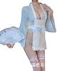 Japanese cute sexy underwear sweet beautiful woman servant uniform sauce pure lust bunny print and wind nightgown bow