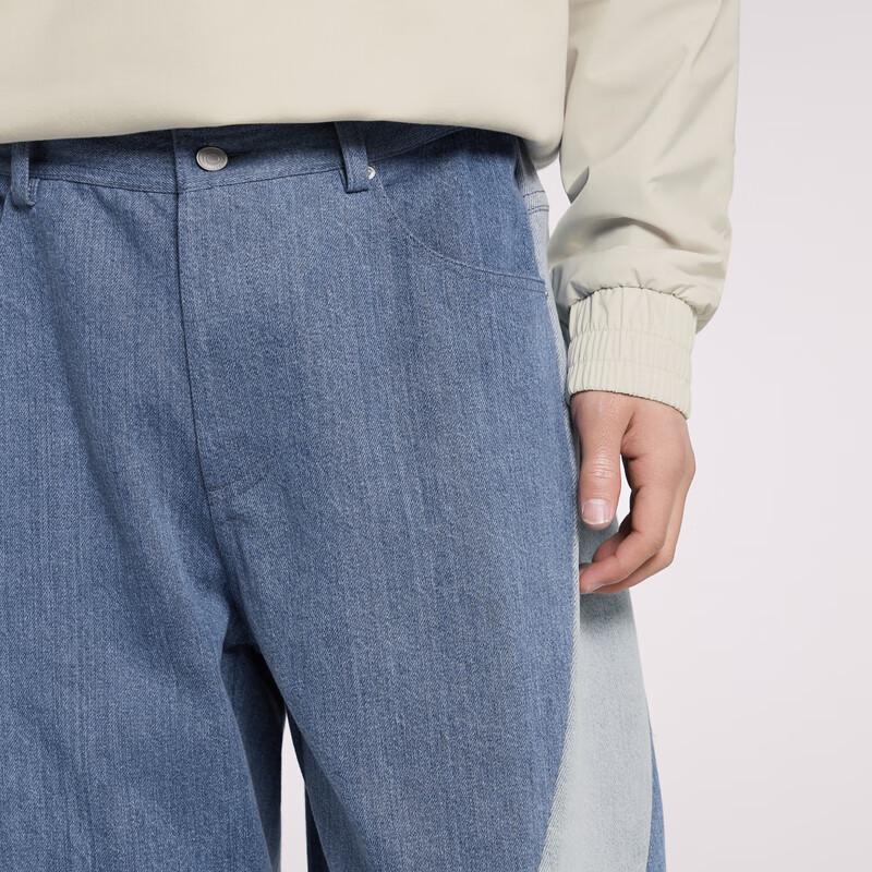 CROQUIS Men's 2024 Spring Patchwork Wide-Leg Denim Jeans