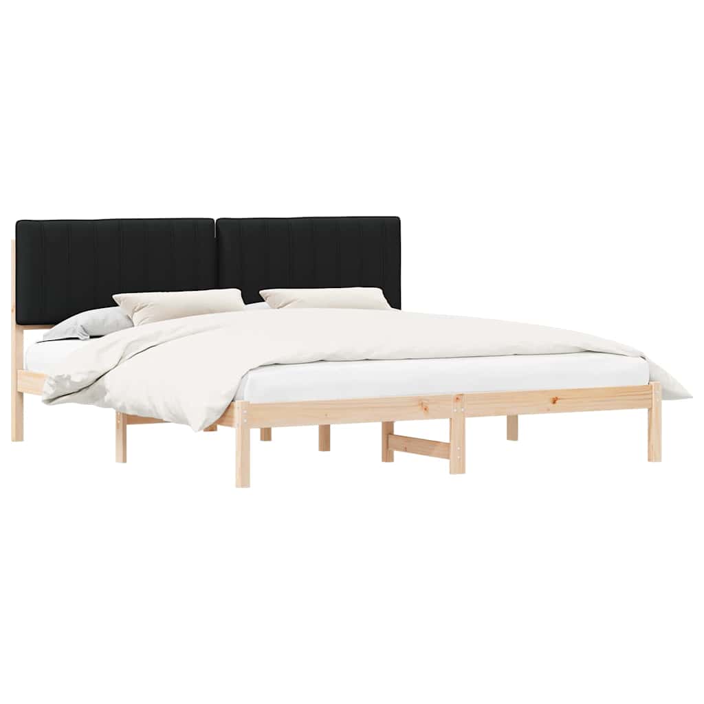 Bed Frame with Padded Headboard Black 180 x 200 cm
