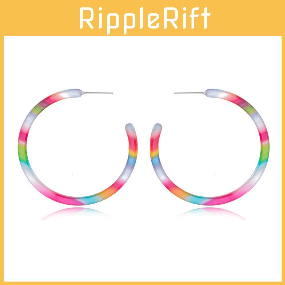 European Trendy American Style Rainbow Cshape Acrylic Earrings For Women