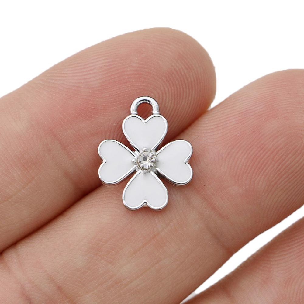 10Pcs Gold Plated Enamel Clover Charm Pendant For Jewelry Making Earrings Bracelet Necklace Accessories Diy