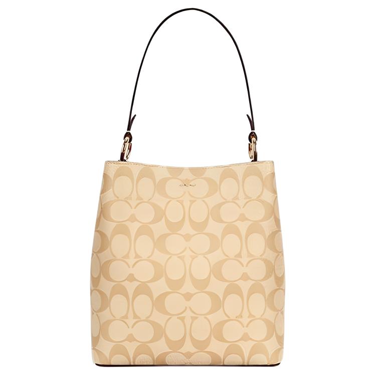 Coach Town 21 Classic Monogram Print Bucket Bag Women Handbags Khaki 2312-IMDQC