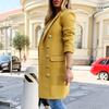 Damesjas Reverskraag Zakken Effen kleur Dubbelrijig Slim fit Thermisch Lange mouwen Forenzen Daten Lente Herfst Winter Jas
