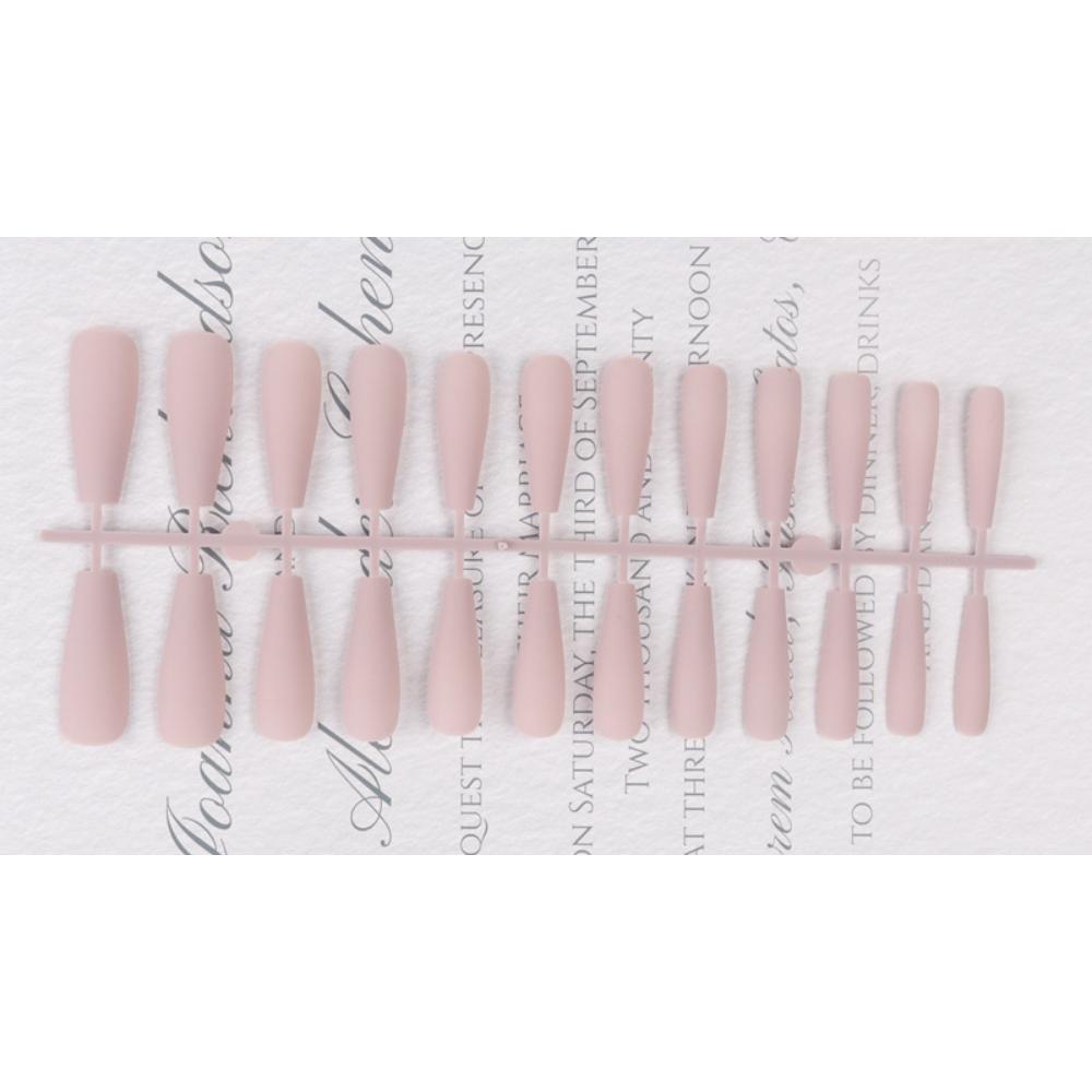 24pcs/set DIY Quick Nails Lengthened Ballet Matte T-shaped False Nails Multi-color Strips Finished Wear Manicure