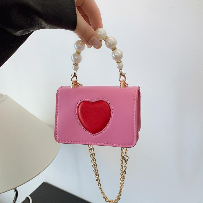 2025 new spring and summer cute fashion love shoulder messenger bag boys and girls change accessories small square bag