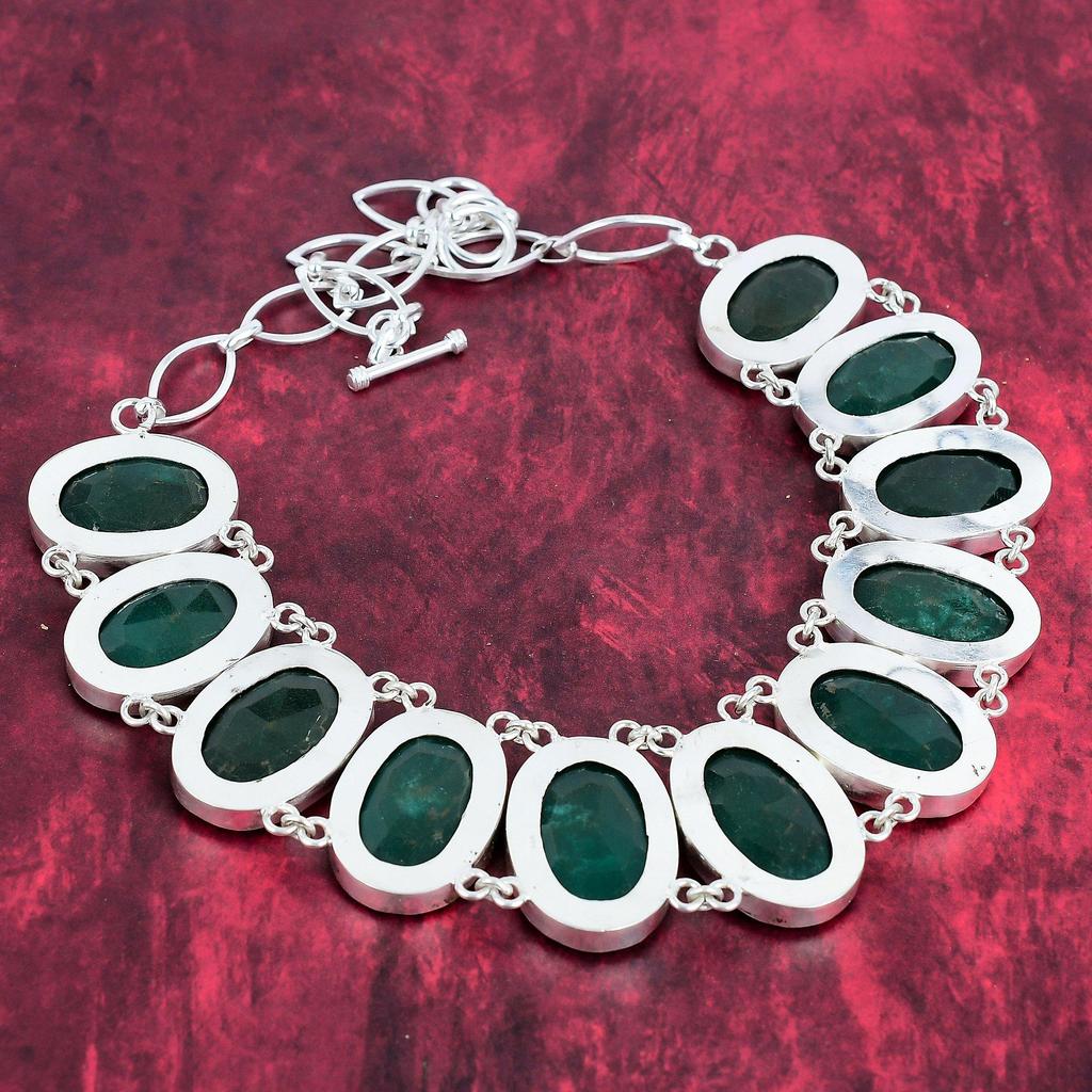 Zambian Emerald Necklace 925 Solid Sterling Silver Adjustable Chain Necklace Gift For Women, Handmade Gemstone Jewelry Necklace