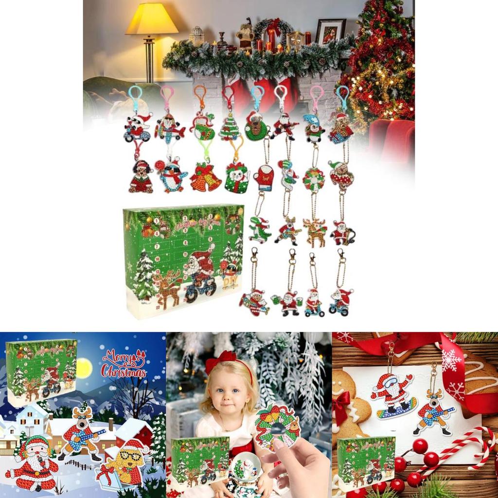 Bunte Acryl-Weihnachtsmalerei-Schlüsselanhänger im Cartoon-Stil Perfekt zum Verschenken in der Weihnachtszeit