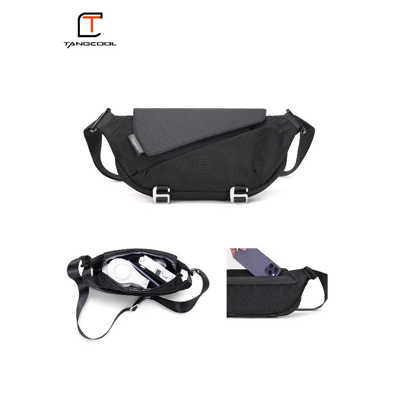 New men s messenger bag, fashionable, lightweight, large-capacity breast bag, men s sports small backpack, anti-splashing tide brand shoulder bag чёрный