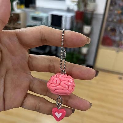 Creative Simulation Brain Love Keychain Bag Decoration Punk Halloween Keychain For Women Men Keyring Gothic Holiday Gifts