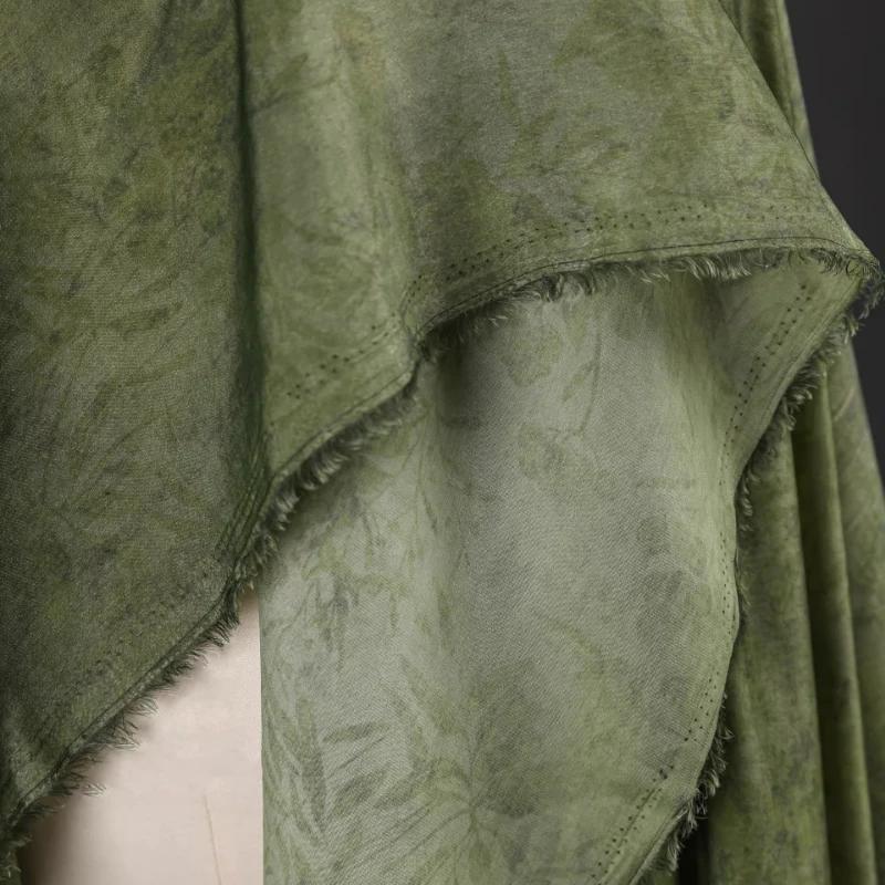 50/100x145cm Retro Wizard of Oz Green Grass Dyed Sky Silk Dark Texture Fried Color Shirt Cardigan Culottes Designer Fabric