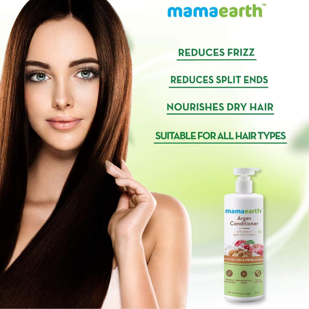 Mamaearth Acondicionador capilar de vinagre de sidra de manzana y argán para cabello seco y encrespado 250 ml