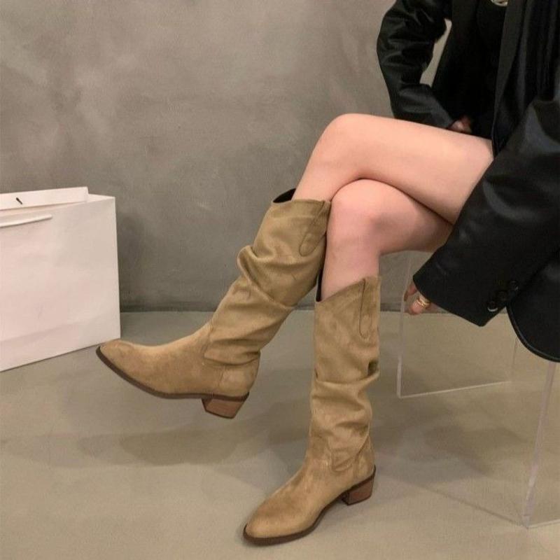 Fashion Autumn Winter Middle Heel Ladies Knee High Shaft Shoes 2025 New Waterproof Women's Long Boots Rock Fashion On Offer Footwear