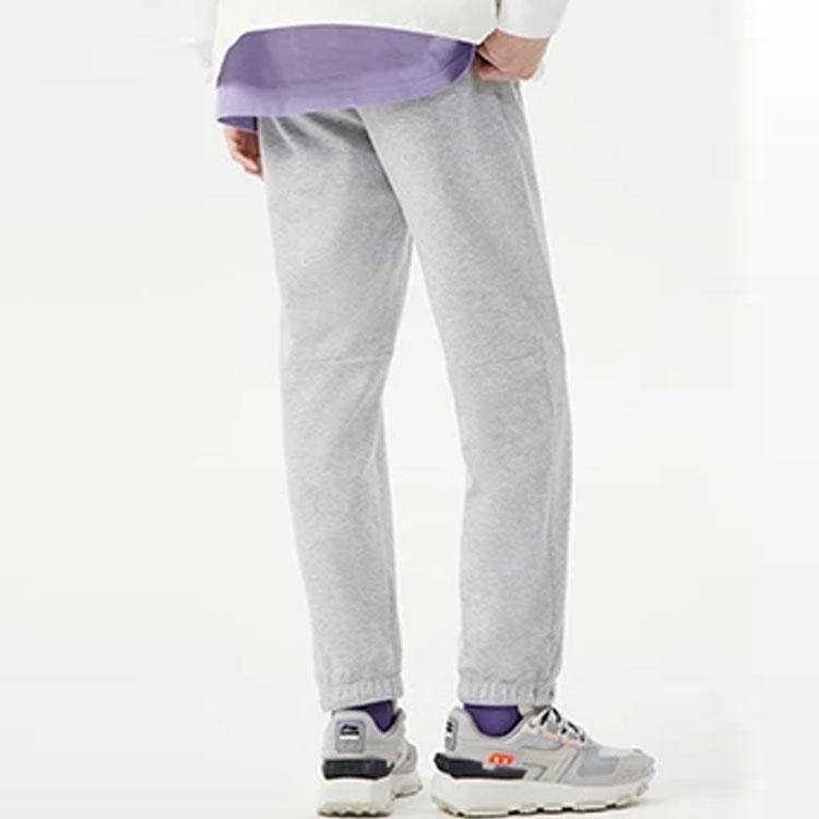 LiNing Solid Color Logo Letter Casual Cuffed Loose Knit Sports Pants Men pants Gray AKLS371-3