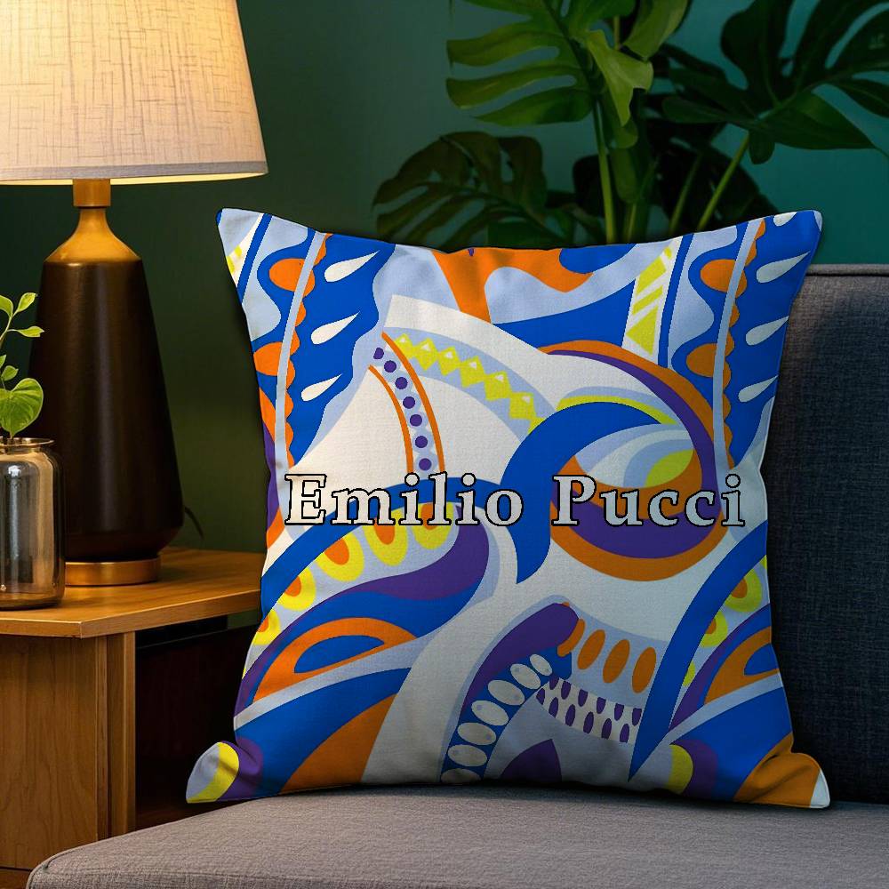 Fashion EEEEmilio logo PPucci Pillow Case Plush Fabric Soft Double Sided Print Sofa Cushion Cover Throw Pillow Covers