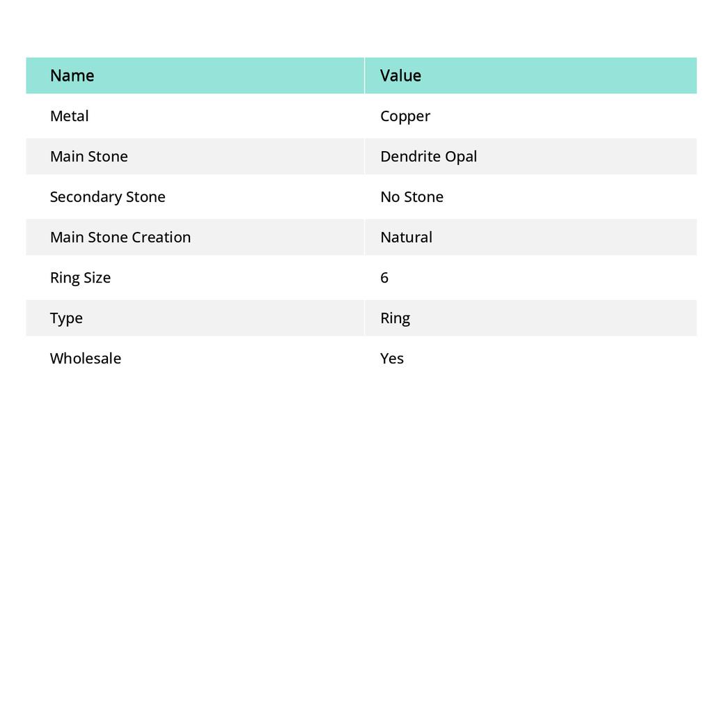 Natural Dendrite Opal Gemstone Handmade Copper Wire Wrap Ring Size 6 t5P46