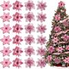 8Pcs Christmas Artificial Flowers With Clip Christmas Tree Ornaments for Home Decor New Year DIY Xmas Wreath Crafts Accessories