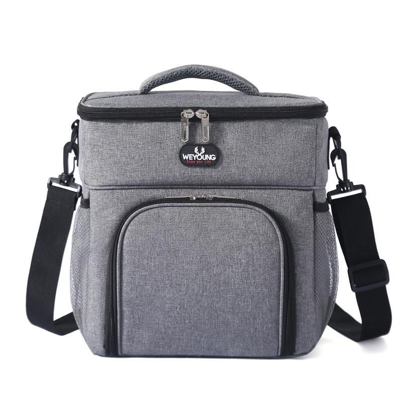 Eco-Friendly Insulated Lunch Box Bag: Double-Layer Canvas Picnic & Insulin Ice Pack Holder серый